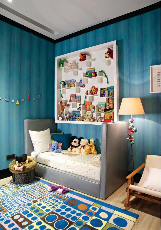 蓝色儿童房屋地毯装饰设计图片