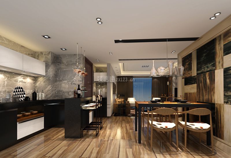 绿地华尔道150㎡中式风格平层餐厅效果图