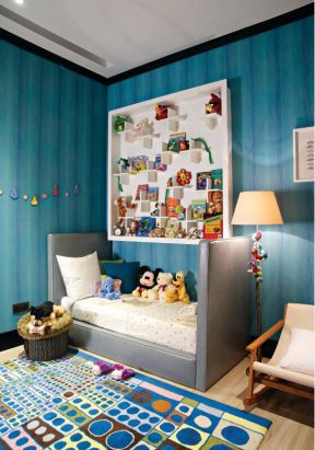 儿童卧室床 蓝色儿童卧室 