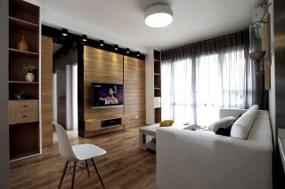 105平方房子客厅实木背电视墙设计图