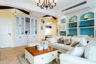 地中海风格105平方米房子客厅方形茶几设计图
