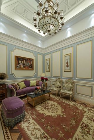 欧式风格奢华别墅客厅墙面装修设计图片