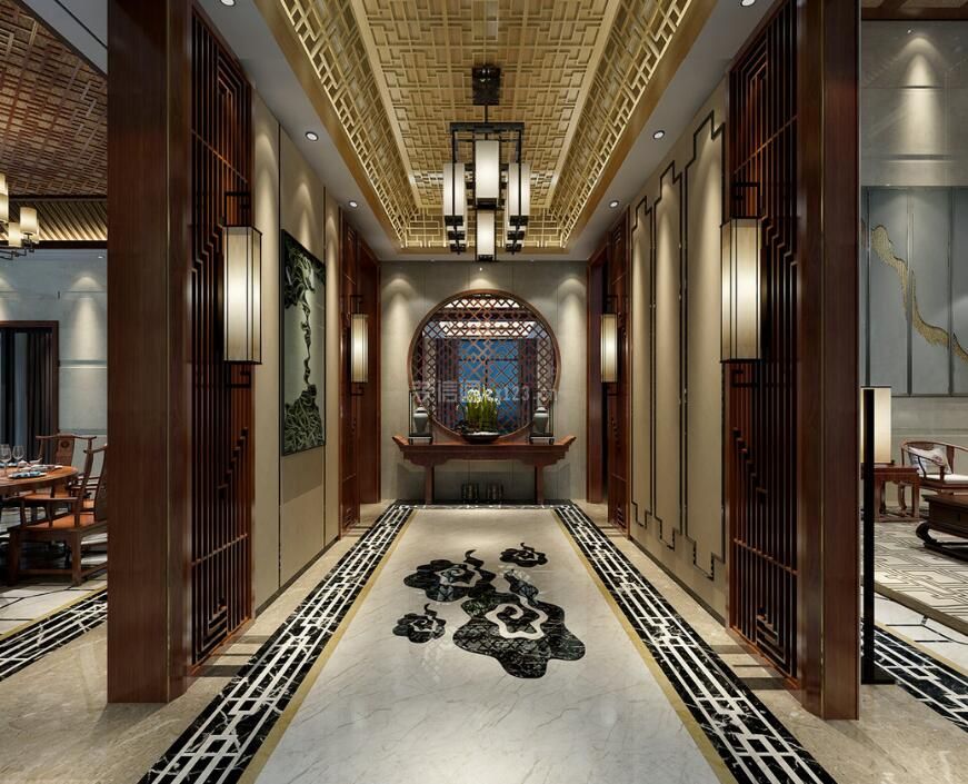 2023新中式房屋走廊玄关设计图片