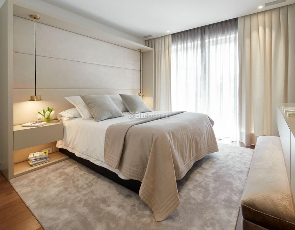 118平米房子卧室白色窗帘设计效果图