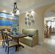 2023地中海风格餐厅彩绘背景墙装修效果图片