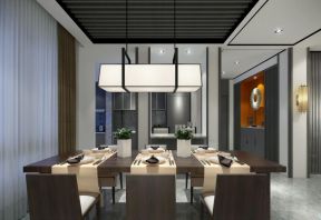 中德英伦城邦150平四居新中式风格餐厅吊灯效果图