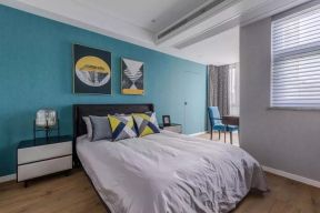 118平米简欧风格房子卧室蓝色墙壁设计图