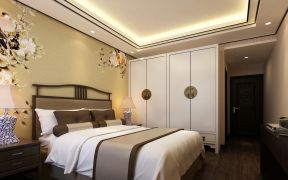 140平新中式风格四居室卧室白色衣柜装修效果图