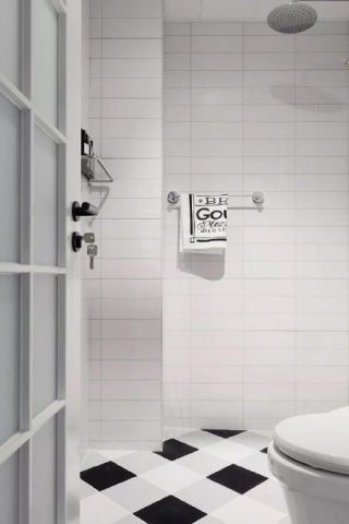 北欧风格90平米二居室白色卫生间设计图片