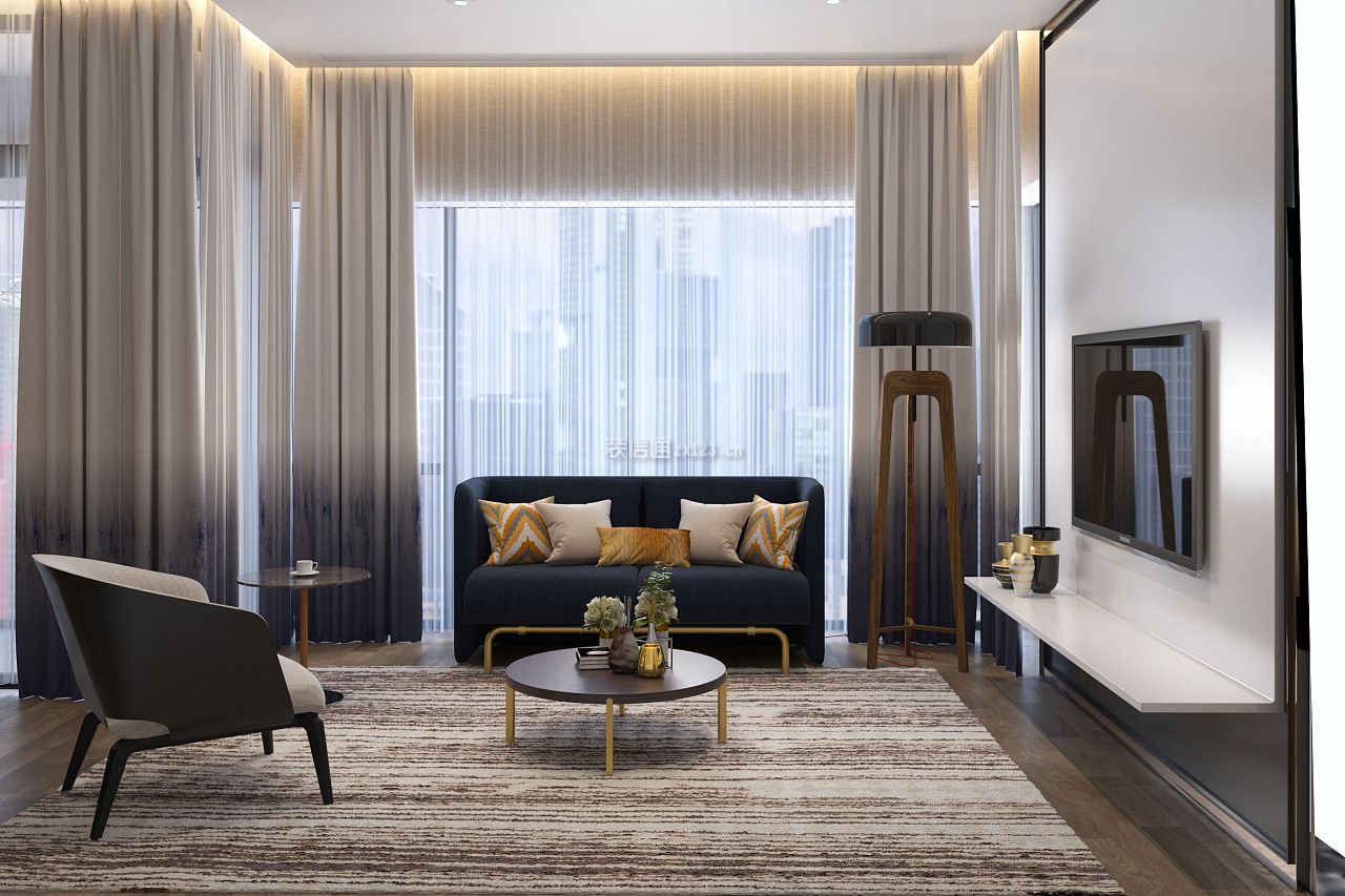 现代简约客厅灯具效果图 现代简约客厅地毯效果图 