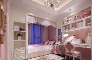 女生儿童房间粉色设计装修实景图2023
