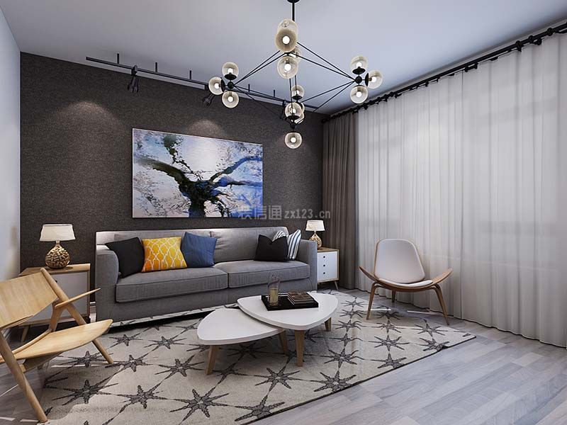 2020北欧风格客厅沙发边桌图片 2020北欧风格客厅沙发木地板装修效果图 