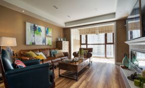 简约美式风格125平米三居客厅沙发墙设计图片