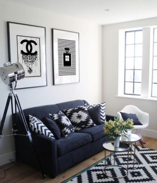 10平简欧风格客厅沙发背景墙画设计装饰图