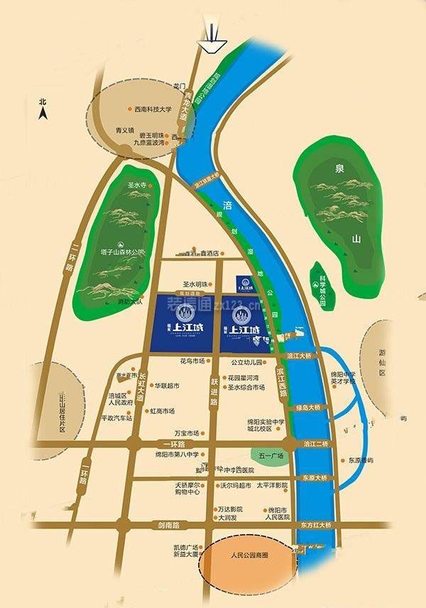 绵阳福星上江城交通图