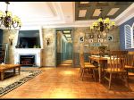地中海风格140平米三居室餐厅实木餐桌椅设计效果图
