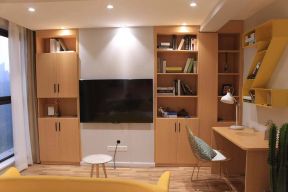 现代北欧风格142平米跃层书房电视墙设计图片