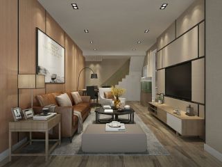 现代简约风格90平米跃层客厅背景墙装修效果图