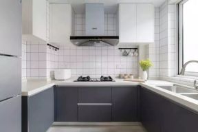 北欧风格125平方三居厨房白瓷砖墙设计图片