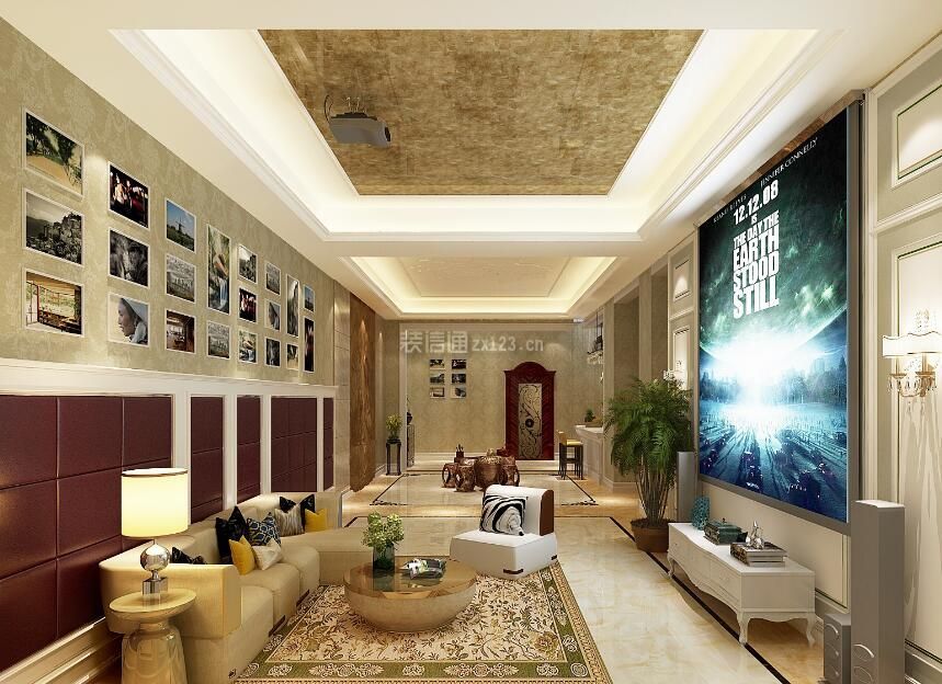 联排别墅室内客厅沙发背景墙设计图2023