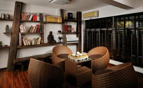 休闲茶室设计图片 2020藤椅沙发图片