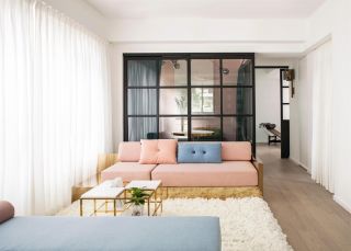 北欧简约风格客厅红色沙发装饰设计图片