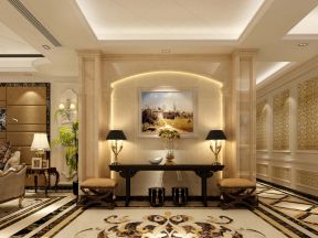 凯佳尊品国际143平米现代美式客厅走道装修效果图