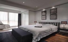 龙城国际四居170平现代风格卧室床头背景墙装修
