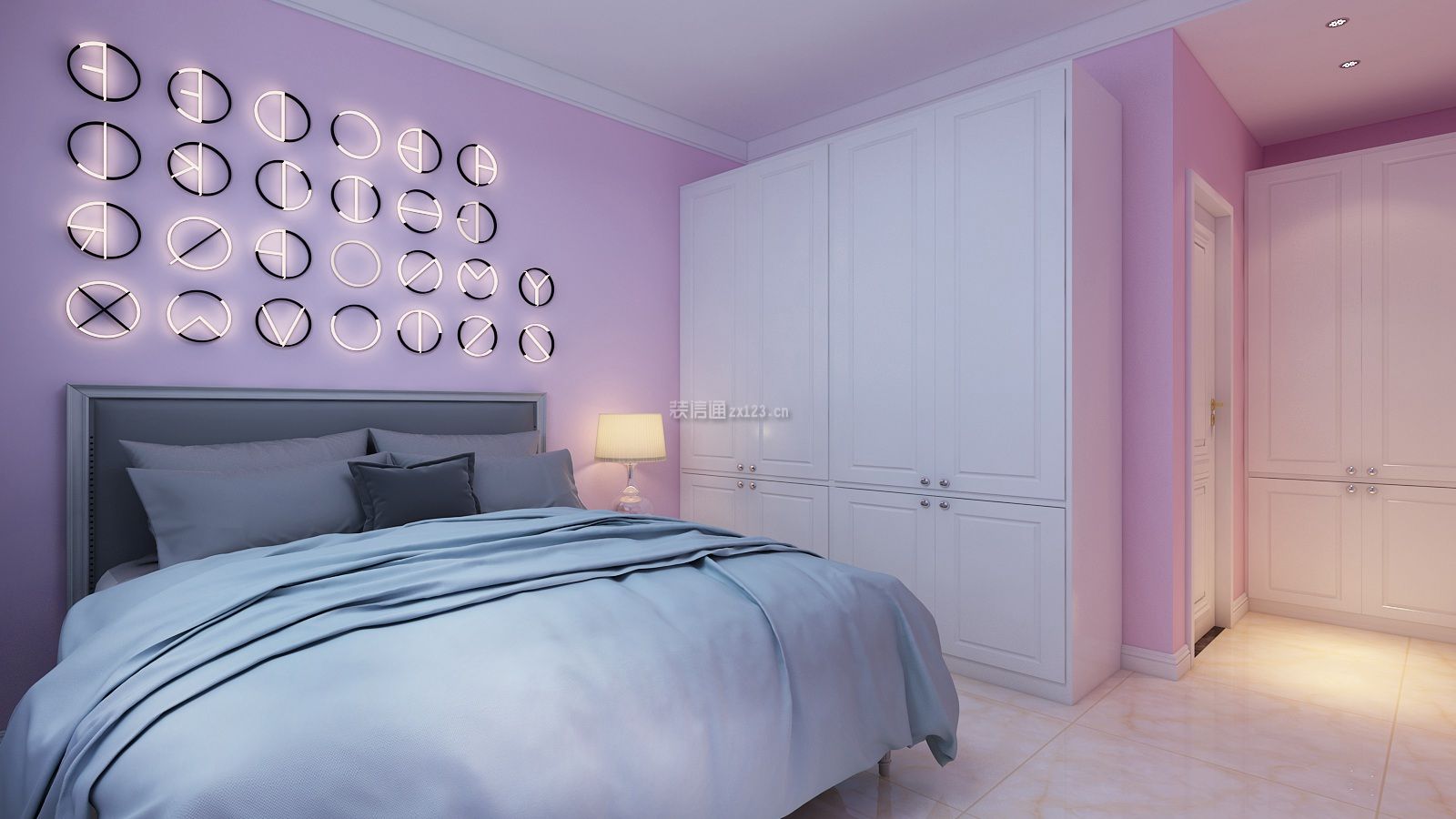 80平米现代风格二居室卧室白色衣柜装饰效果图