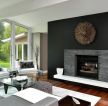 现代风格客厅黑色壁炉背景墙设计效果图片