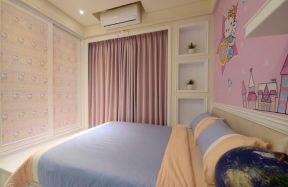 儿童房间纯色窗帘装饰装修效果图片大全
