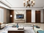 新中式风格170平四居室客厅电视墙设计效果图