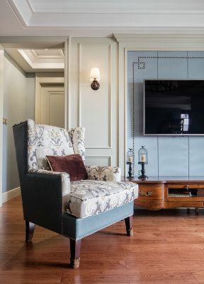 简美式风格200平米三室客厅沙发椅装修图片