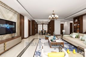 新中式风格170平四居室客厅地砖设计效果图