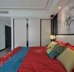 新中式风格婚房卧室布置高清效果图片