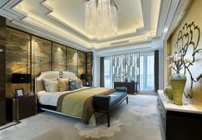 新中式风格主卧室背景墙创意设计高清效果图