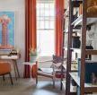 2023北欧风格房间橘色窗帘搭配设计图片