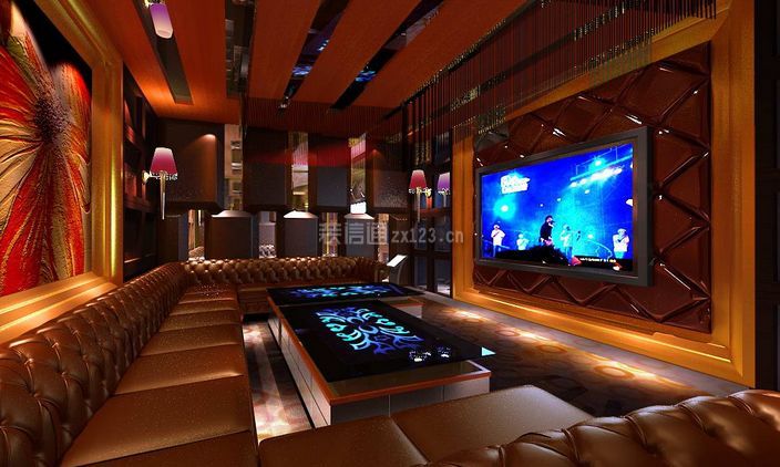 现代风格300平米ktv房间电视墙装修效果图