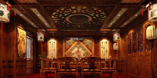 上海茶楼禅意风格1000㎡设计方案