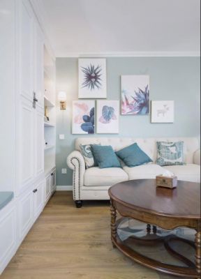 110㎡现代美式风格三居室客厅沙发墙设计图片