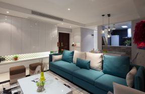 现代风格100㎡三居室客厅白色茶几设计图片