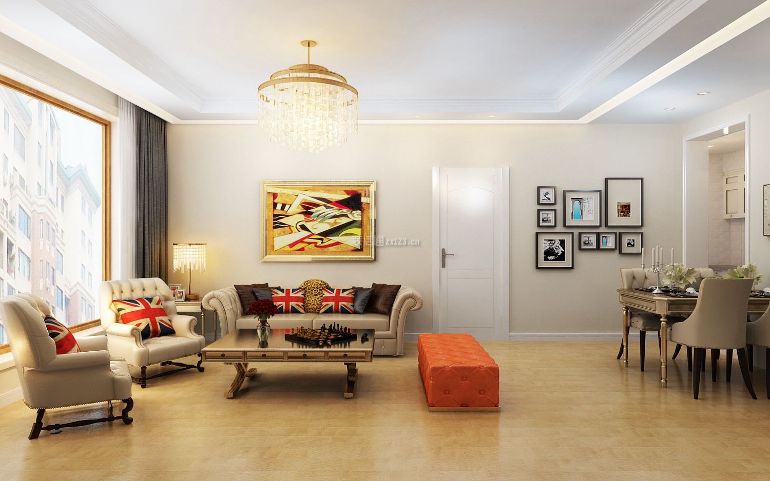 现代欧式风格80平米二居客厅家装效果图