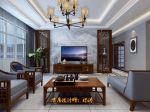 新中式风格215平米复式客厅电视墙装修效果图