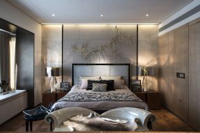 150平米三居室现代中式风格卧室布置图片
