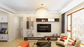 现代欧式风格80平米二居客厅电视墙家装效果图
