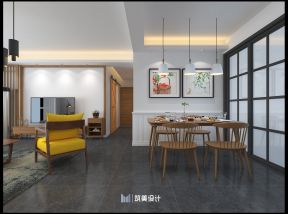日式风格108平米三居餐厅背景墙家装效果图