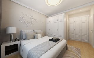 现代欧式风格80平米二居卧室白色衣柜家装效果图