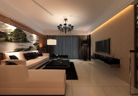 泉山湖120平米三居室现代风格装修效果图