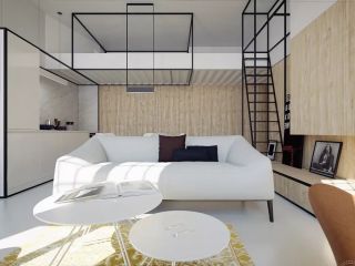 复式房公寓白色沙发装潢设计图片
