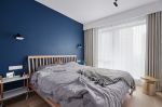 89平米三居室北欧风格卧室蓝色背景墙设计图片